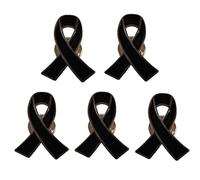 Broche en forme de ruban noir pour funérailles, commémoration, deuil de la reine en émail noir, 4 Pcs, Émail