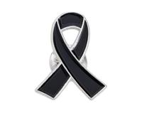 Broche en forme de ruban noir pour funérailles, commémoration du cancer du sein - Broche vintage pour deuil, M, Acier allié