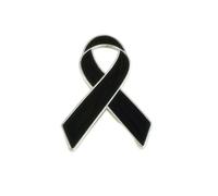 Broche en forme de ruban noir pour funérailles, commémoration du cancer du sein - Broche vintage pour deuil, M, Acier allié