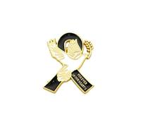 Broche en forme de ruban noir pour funérailles, commémoration du cancer du sein - Broche vintage pour deuil, M, Acier allié