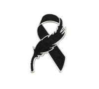 Broche en forme de ruban noir pour funérailles, commémoration du cancer du sein - Broche vintage pour deuil, M, Acier allié