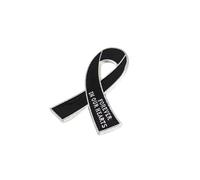 Broche en forme de ruban noir pour funérailles, commémoration du cancer du sein - Broche vintage pour deuil, M, Acier allié