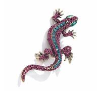 Broche en forme de salamandre Gecko faite à la main avec cristaux de zircone colorés en filigrane inspirée de la nature