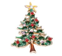 Broche en forme de sapin de Noël avec strass - Confortable et écologique - Taille M - Autres pierres précieuses, Medium, Autres pierres précieuses