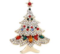 Broche en forme de sapin de Noël en cristal coloré pour femme, couleur, Autres pierres précieuses
