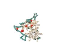 Broche en forme de sapin de Noël en cristal étincelant - Accessoire de fête robuste, taille unique, Comme décrit