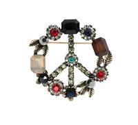 Broche en forme de signe de paix avec strass en cristal antique classique pour fête hippie, danse, banquet pour homme et femme, épinglette pour robe, costume, bouquet, cérémonie, accessoires de