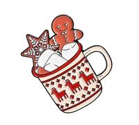 Broche en forme de tasse de Noël, bonhomme de neige, élan, en alliage, bijoux décoratifs pour sac à dos, manteau, accessoires de vacances, TAILLE UNIQUE, Comme décrit