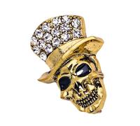 Broche en forme de tête de mort faite à la main avec strass - Bijou gothique élégant pour les occasions élégantes - Broche en forme de serpent pour Halloween, taille unique, Comme décrit