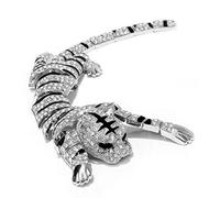 Broche en forme de tigre pour vêtements de mariage avec strass en métal - Accessoires de vêtements - Bijoux - Cadeau animal exotique, TAILLE UNIQUE, Comme décrit