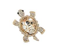 Broche en forme de tortue en cristal étincelant avec fermeture sécurisée en alliage pour une tenue décontractée et douce pour la peau, taille unique, Comme décrit