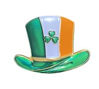 Broche en forme de trèfle à 3 feuilles pour la Saint Patrick - Motif drapeau irlandais, Métal