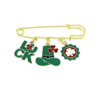 Broche en forme de trèfle vert pour la Saint-Patrick, chapeau de trèfle irlandais, porte-bonheur, décoration de la Saint-Patrick, accessoires de robe, Métal, Pas de gemme