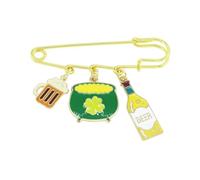 Broche en forme de trèfle vert pour la Saint-Patrick, chapeau de trèfle irlandais, porte-bonheur, décoration de la Saint-Patrick, accessoires de robe, Métal, Pas de gemme