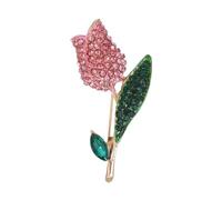 Broche en forme de tulipe pour femme, idéale pour le quotidien, les fêtes, le bureau, Pierre Verre Pierre Émail Verre, Zircone cubique Agate Obsidienne