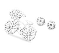 Broche en forme de vélo pour femme et adolescente en acier inoxydable Accessoire de bijoux pour badge sac à dos chapeau (Argenté)