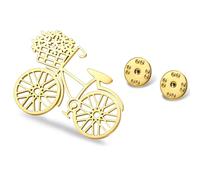 Broche en forme de vélo pour femme et adolescente en acier inoxydable Accessoire de bijoux pour badge sac à dos chapeau (Doré)