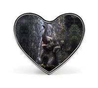 Broche en forme d'éléphant sous une cascade, joli badge en forme de cœur, personnalisable, pour vêtements, sacs et accessoires
