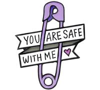 Broche en forme d'épingle en émail avec inscription « You Are Safe With Me » - Décoration de sacs - Accessoires de bijoux - Design astucieux