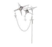 Broche en forme d'étoile à quatre pointes à longueur réglable avec chaîne en zircon, bijou tendance pour femmes et filles, broche personnalisée