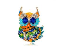 Broche en forme d'oiseau en émail peint à la main pour le quotidien, le bureau, les rendez-vous galants, Pierre Verre Pierre Émail Verre, Zircone cubique Agate Obsidienne