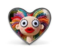 Broche en laine en forme de cœur, motif clair de lune solitaire, idéale pour sac à dos ou revers de veste. Parfaite pour la Saint-Valentin ou un anniversaire.