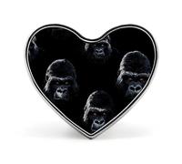 Broche en métal amusante Gorilla1 Monkey en forme de cœur de 2,5 cm, pour vêtements, chapeaux, sacs et cravates.