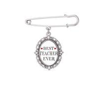 Broche en métal avec citation « Best Teacher Ever » pour robe, chemise, écharpe, clips, taille M
