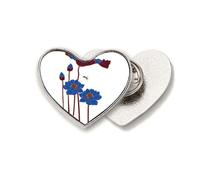 Broche en métal avec fleur de lotus et libellule bleue