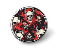 Broche en métal avec tête de mort et flammes, joli badge rond pour veste, chapeau, sac, accessoires, bijoux