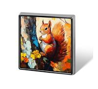 Broche en métal avec un écureuil roux, accessoire mignon pour homme et femme, à porter en cravate, chapeau ou autre vêtement.