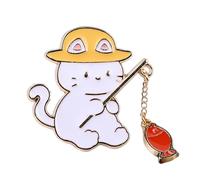 Broche En Métal De Pêche Créative Options Styles Doubles Compacts Pin Décoratif Pour Vestes Chapeaux Double Cats Pêche Broche