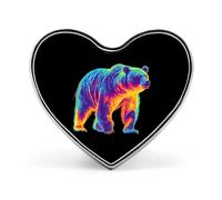 Broche en métal en forme de cœur avec imagerie thermique, motif ours, pour homme et femme, vêtements, sacs, chapeaux, bijoux, accessoires