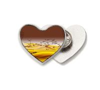 Broche en métal en forme de cœur avec inscription « Desert Along the Way to the Silk Road Map »
