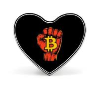 Broche en métal en forme de cœur avec motif Bitcoin Revolution pour homme et femme, accessoire de vêtement, sac, chapeau, bijoux