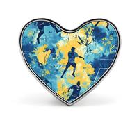 Broche en métal en forme de cœur avec motif camouflage de footballeurs, pour homme et femme, vêtements, sacs, chapeaux, bijoux, accessoires