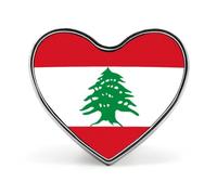 Broche en métal en forme de cœur, drapeau du Liban