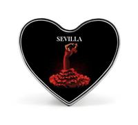 Broche en métal en forme de cœur représentant une danseuse de flamenco de Séville