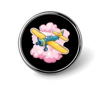 Broche en métal représentant un avion ancien, un ciel en plein essor, un joli badge rond pour veste, chapeau, sac, accessoires, bijoux