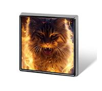 Broche en métal représentant un chat en colère avec une flamme mignonne, accessoire pour homme et femme : insigne, cravate, chapeau, vêtement.