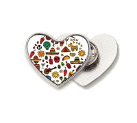 Broche en métal représentant un cœur en forme de cœur en forme de guitare, poivre, football