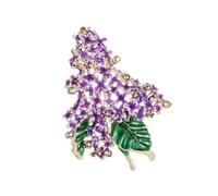 Broche en métal robuste en forme de fleur de lilas - Détails artisanaux complexes - Confortable à porter pour les peaux sensibles - Élégante broche émaillée