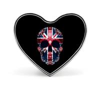 Broche en métal Union Jack, drapeau britannique, tête de mort mexicaine, cœur et amour, pour hommes et femmes, vêtements, sacs et chapeaux