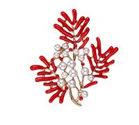 Broche en Perles de Corail, Feuille d'érable Rouge, Simulation de Corsage, vêtements de tempérament, Accessoires pour Dames