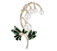 Broche en perles dorées et argentées - Design élégant pour bal de fin d'année et tenue décontractée - Broche en perles de muguet, One Size, Comme décrit
