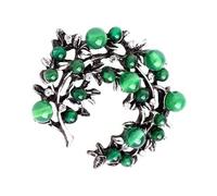 Broche En Pierre Précieuse D'agate Verte Artistics Modèles En Alliage Vintage Accessoire Sophistiqué Pratique Pour Manteau Ou Chemisier