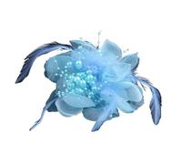 Broche en plumes Broche fleur en tissu tendance for femme, grande épingle à revers plumes et accessoires vestimentaires Pour Vêtements Bijoux Accessoires(Lake Blue)