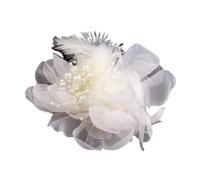 Broche en plumes Broche fleur en tissu tendance for femme, grande épingle à revers plumes et accessoires vestimentaires Pour Vêtements Bijoux Accessoires(Beige)