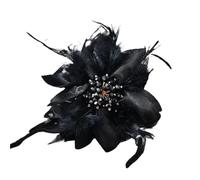 Broche en plumes Broches élégantes en cristal et plumes for femmes filles, pinces à cheveux, badges de fête, mariage, accessoires corsage Banquets Plume Partie Décoration Broche Accessoire(Black)