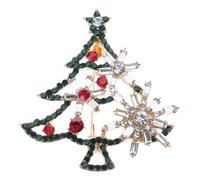 Broche En Pour Arbre De Noël Étincelant Bijoux De Vacances Élégants Accessoire En Alliage Décoration De Poitrine Pour Femmes Broche De Vacances Élégante